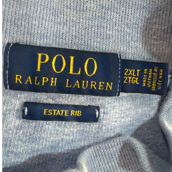Polo Ralph Lauren Estate Rib Light Blue 1/4 Zip Long Sleeve Sweater Men 2XLT - Picture 7 of 8